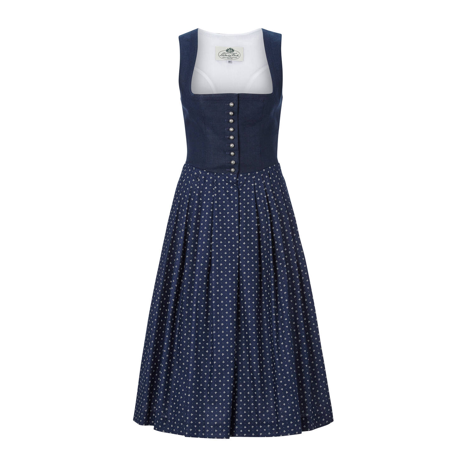 Heimatwerk Ludwig Beck Dirndl ohne Schürze 70cm (blau | 48) Für Damen, Trachten, Curvy