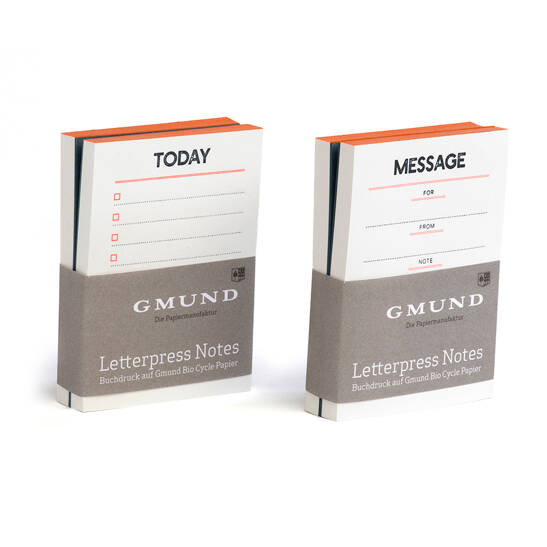 Letterpress Notes Set Neon orange/blau