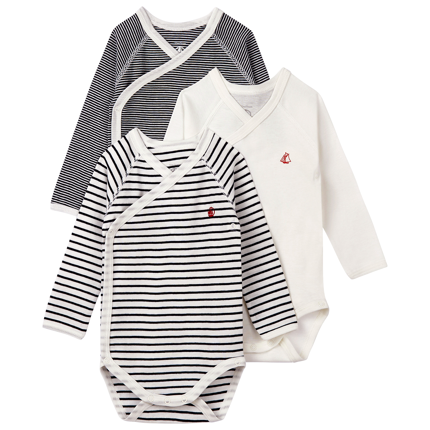 Petit Bateau 3er Set Bodies (weiss | 50) Für Damen, Bekleidung, Wäsche & Nachtwäsche,