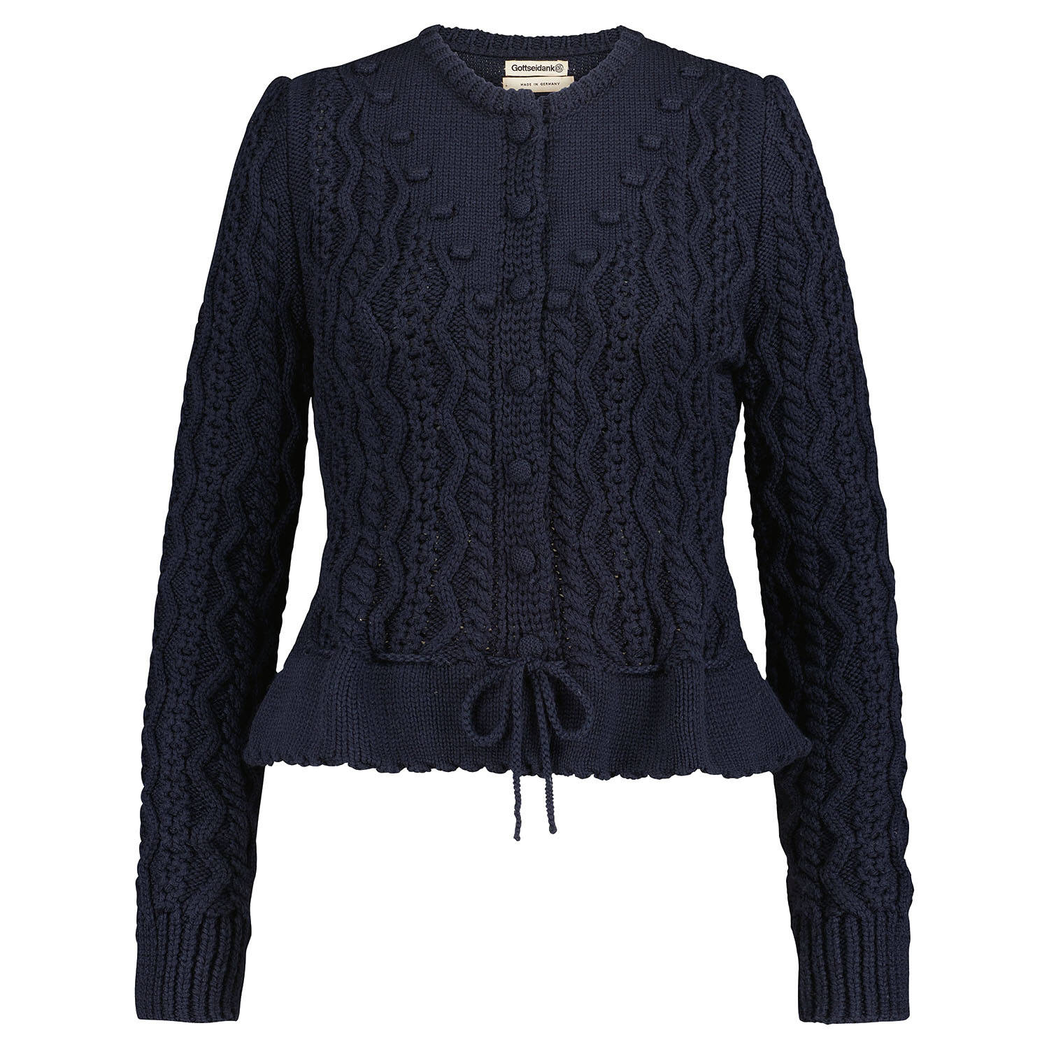 Gottseidank Trachtenstrickjacke Lene (blau | XS) Für Damen, Trachten, Trachtenjanker & Strickjacken