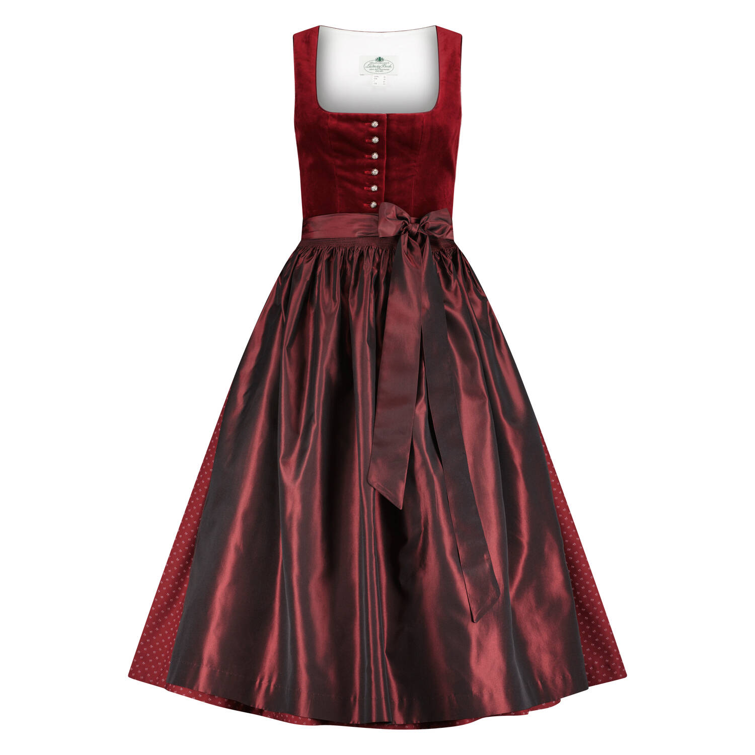 Heimatwerk Ludwig Beck Dirndl Pillersee 80cm (rot | 48) Für Damen, Trachten, Curvy