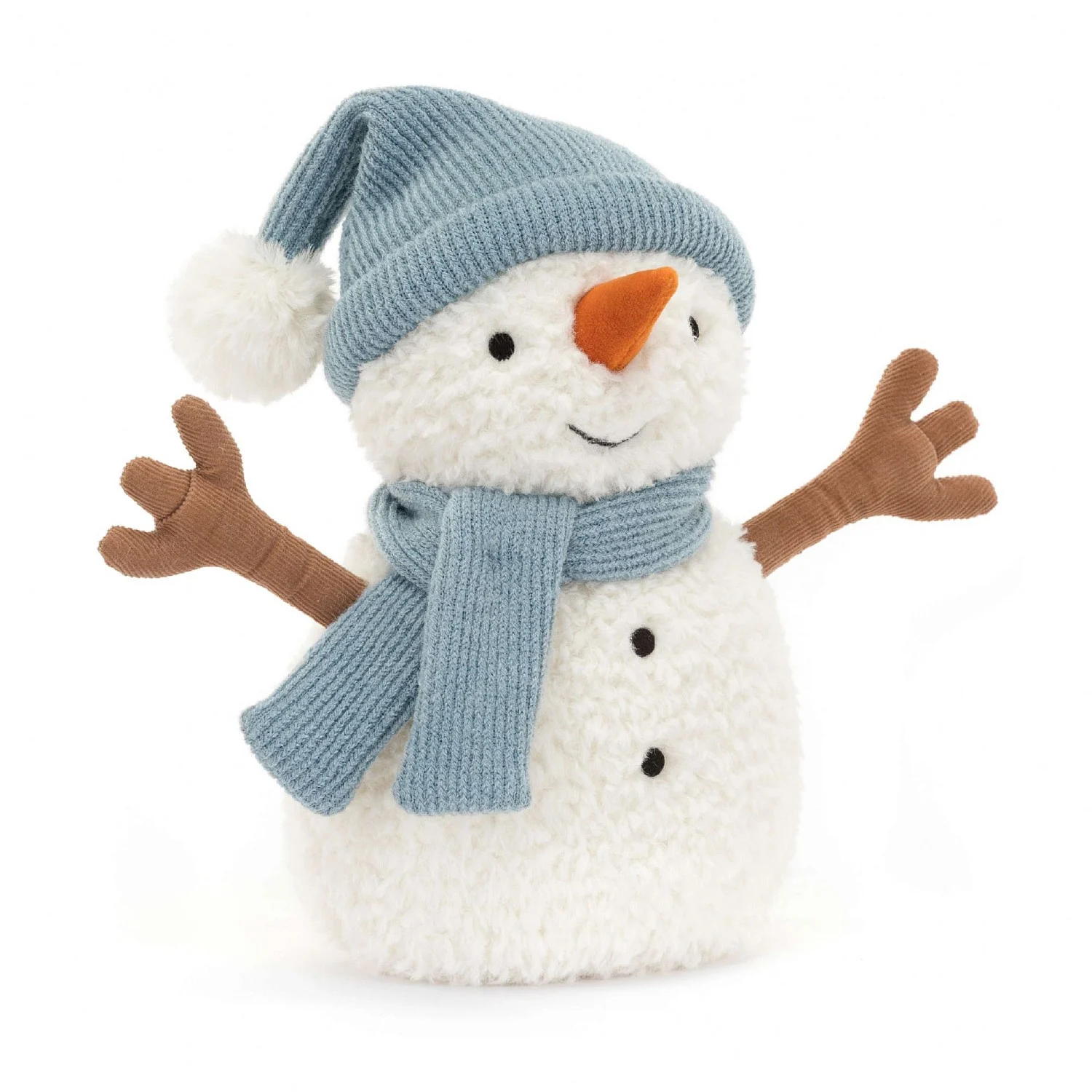 Sweety Toys Schneemann Plüschtier – 42 Cm, Blau Mit Bommelmütze & Schal, Waschbar