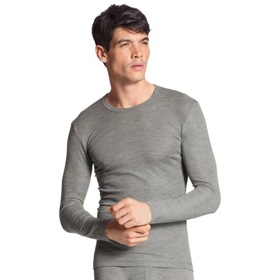 Langarm-Shirt aus Wolle und Seide