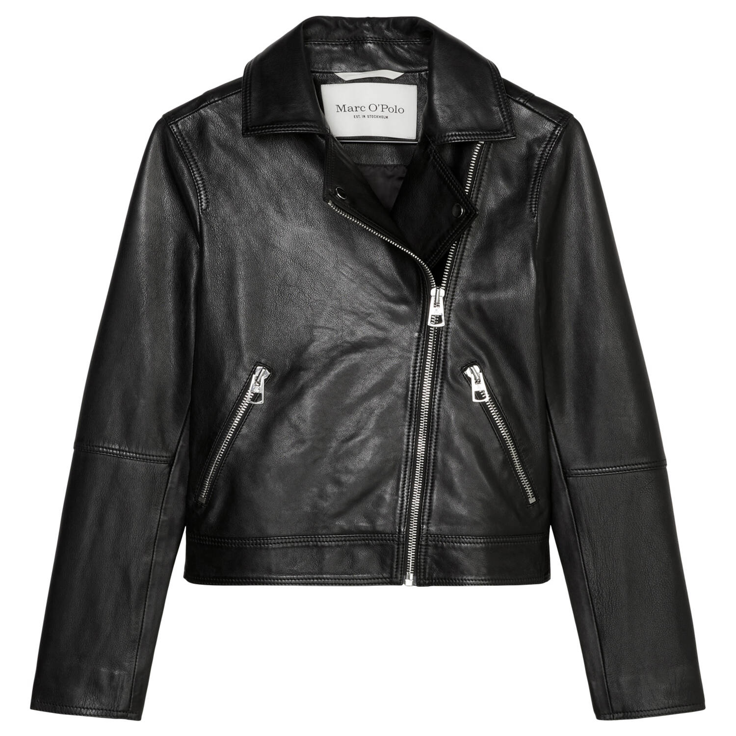 Marc O'Polo Biker-Lederjacke (schwarz | 36) Für Damen, Bekleidung, Jacken & Mäntel, Lederjacken