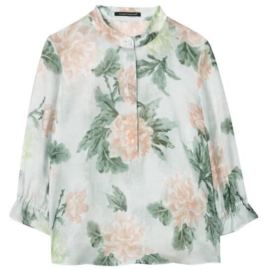 Ramie Bluse mit Flower-Print