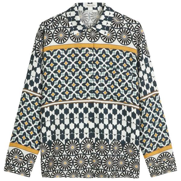 Print-leinenbluse regular