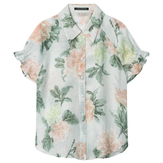 Ramie-Bluse mit Flower-Print