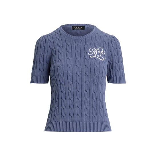 Kurzarm Pullover mit Zopfmuster