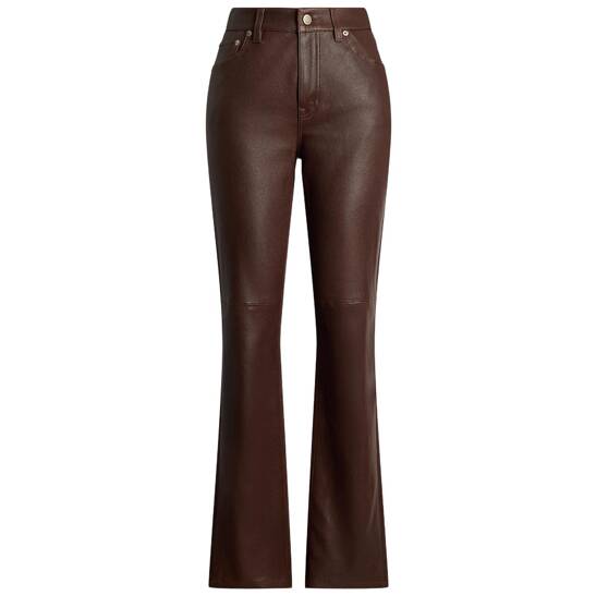 Gerade, knöchellange Hose aus Lammleder