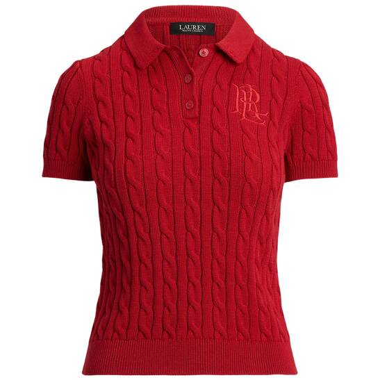 Polo-Pullover mit Zopfmuster