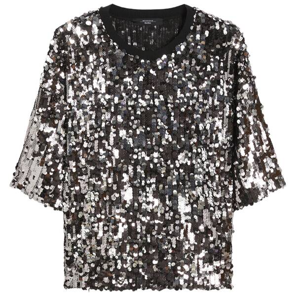 Top aus Tüll mit Pailletten