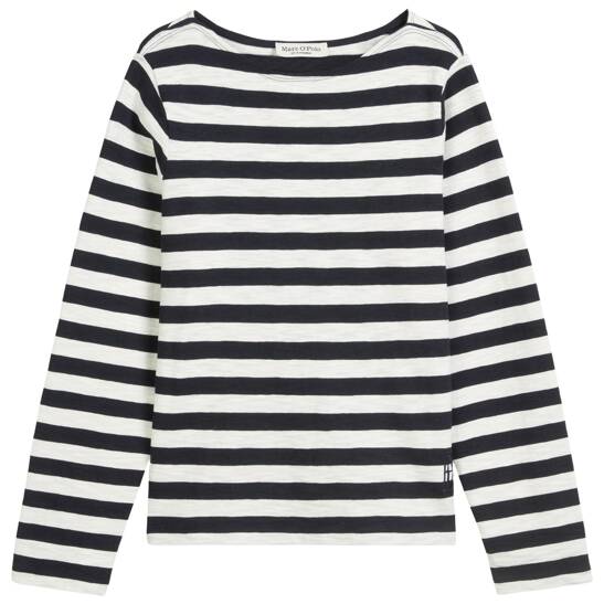 T-shirt, long sleeve, boat neck, striped