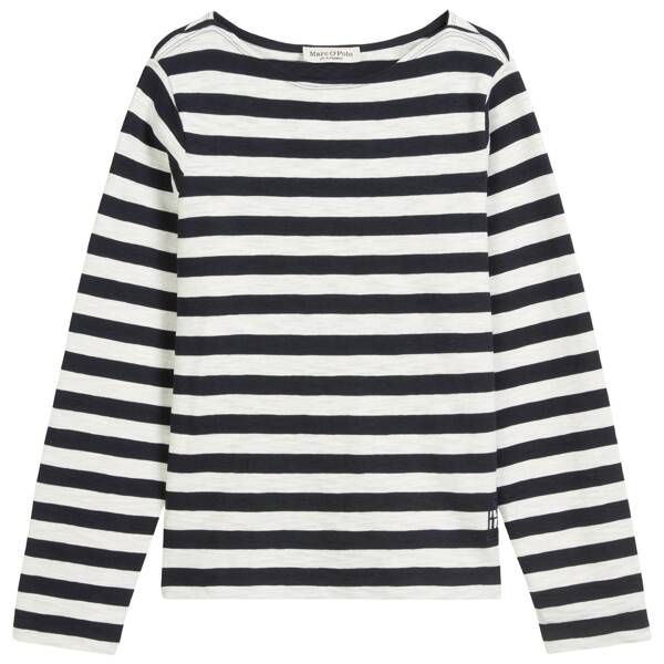 T-shirt, long sleeve, boat neck, striped