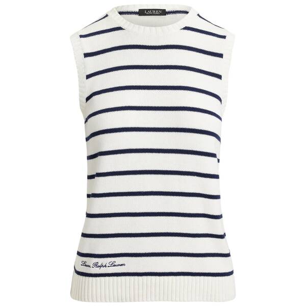 Gestreifter ärmelloser Baumwollpullover
