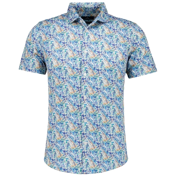 Softknit-hemd mit print, kurzarm