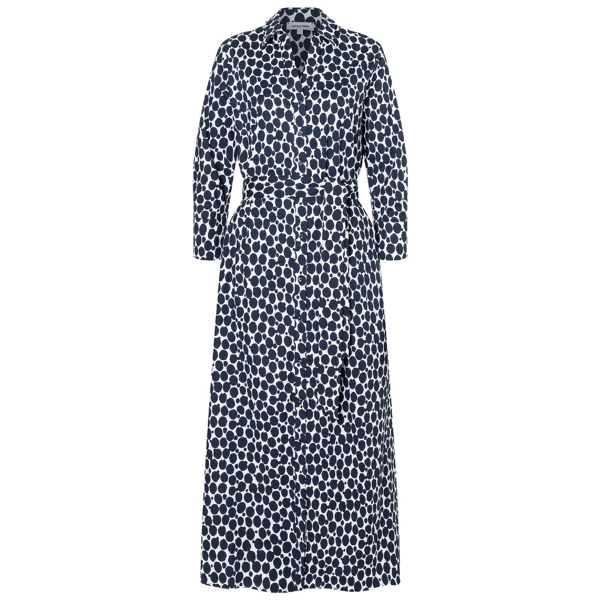 Langes hemdblusenkleid mit tupfenprint