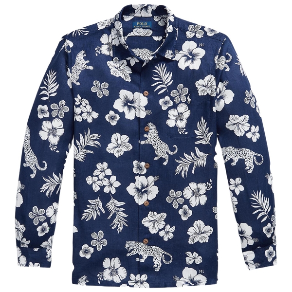 Tropisches Classic-Fit Leinenhemd