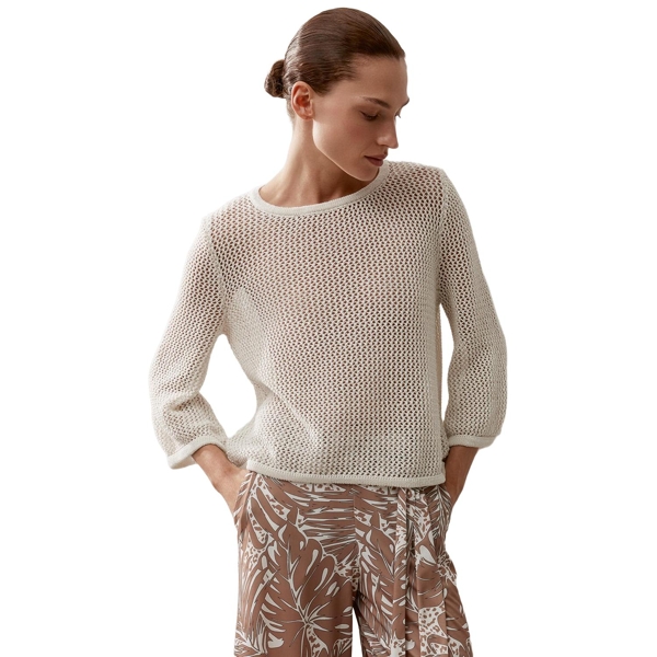 Ajour-pullover mit glanzeffekt