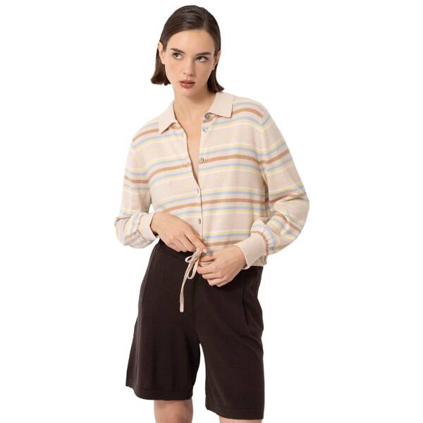 Gestreifter polo-cardigan