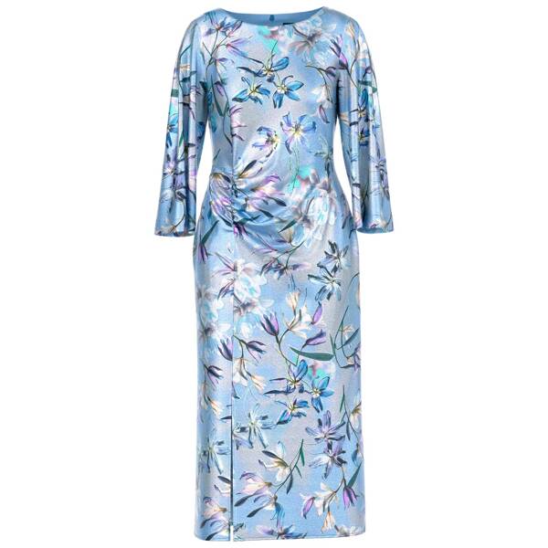 Midi-kleid aus seide mit blumenprint