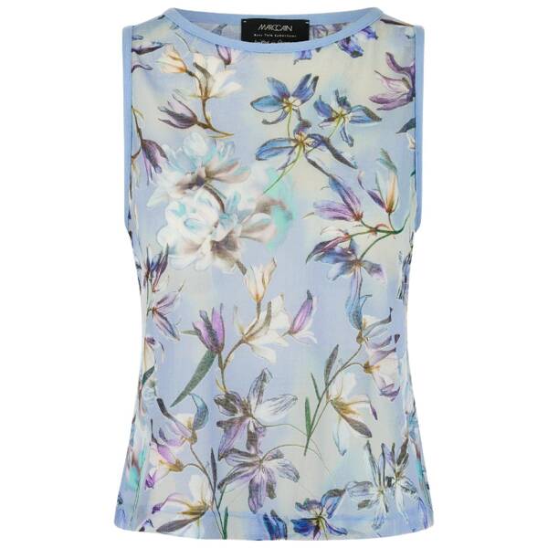 Top mit blumenprint "knitted in germany"