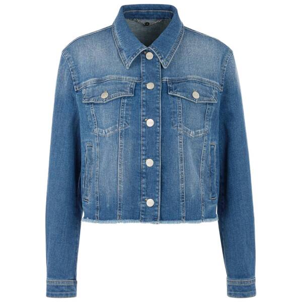 Kurze jeansjacke aus baumwollstretch