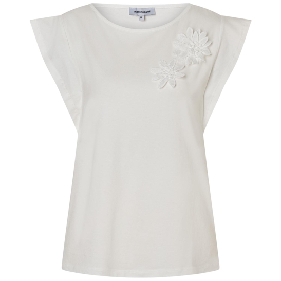 T-shirt mit blüten-applikation