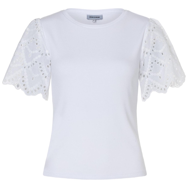 Rippenshirt mit spitzenärmel