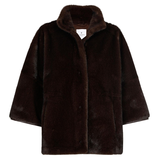 Fake Fur Mantel Moos